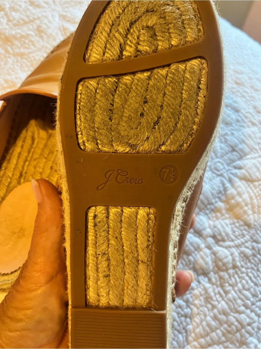 J. Crew Tan Leather Espadrille Slip-On Mules